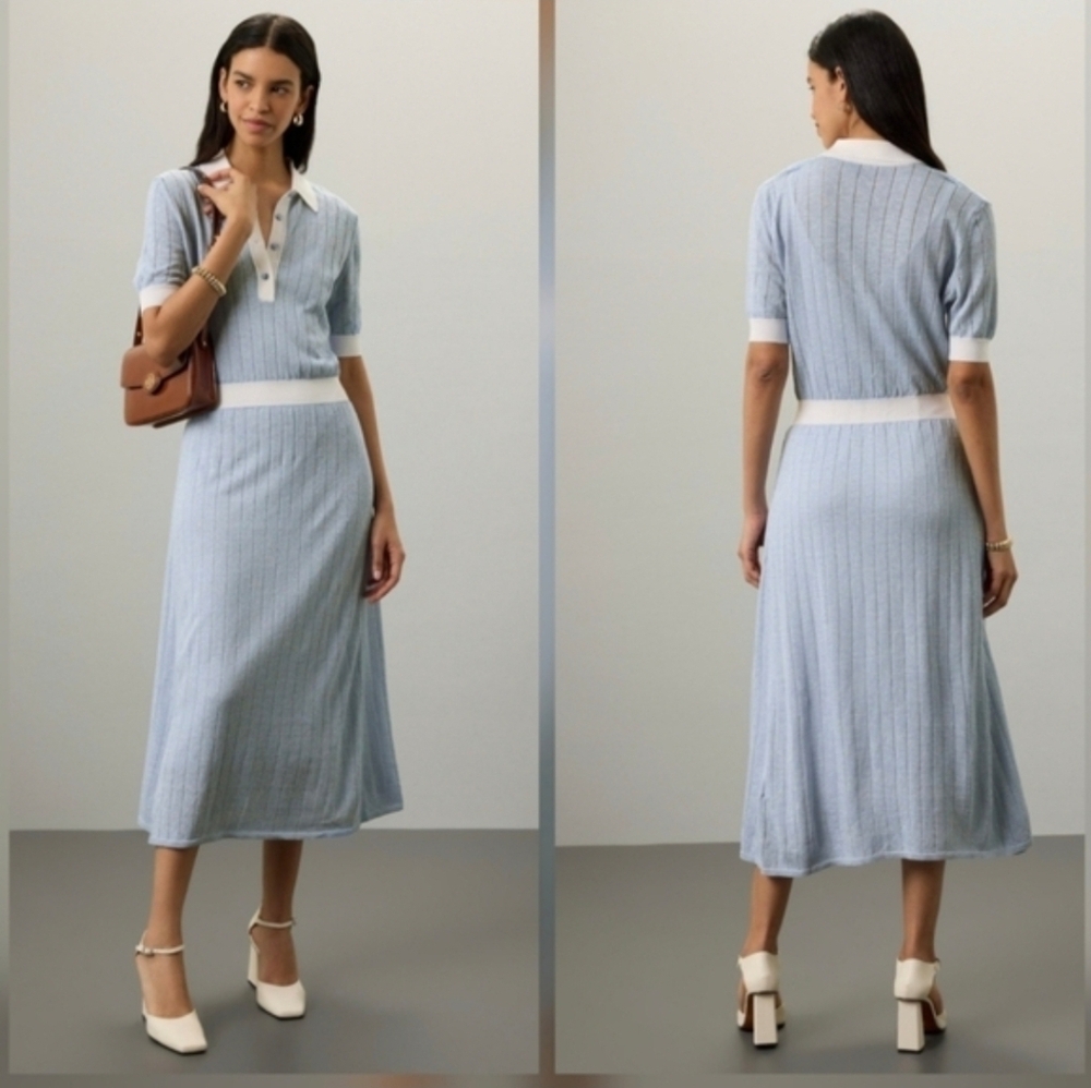 BOSS Polo Knit Midi Casual Dress Collared Short Sleeves Size XL